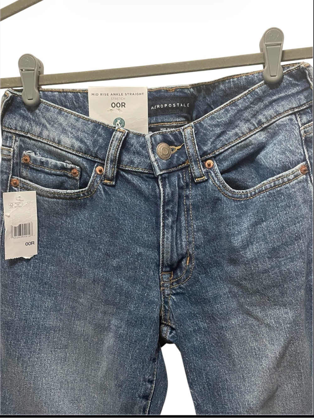 Aeropostale Mid Rise Ankle Straight Blue Jeans - Picture 3 of 12